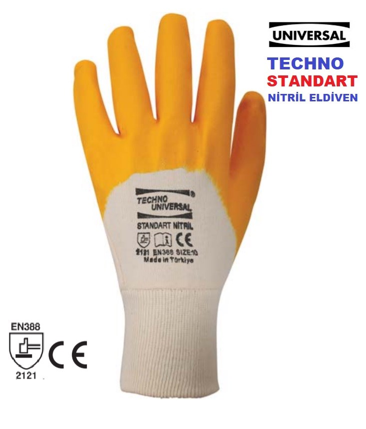 Üniversal Nitril Eldiven Extra Techno Sarı   9 No