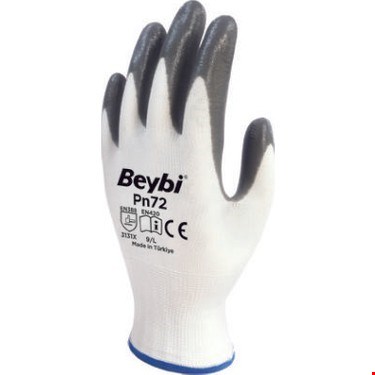 Beybi Polys.Nitril Eldiven Pn72 Beyaz-Gri  9